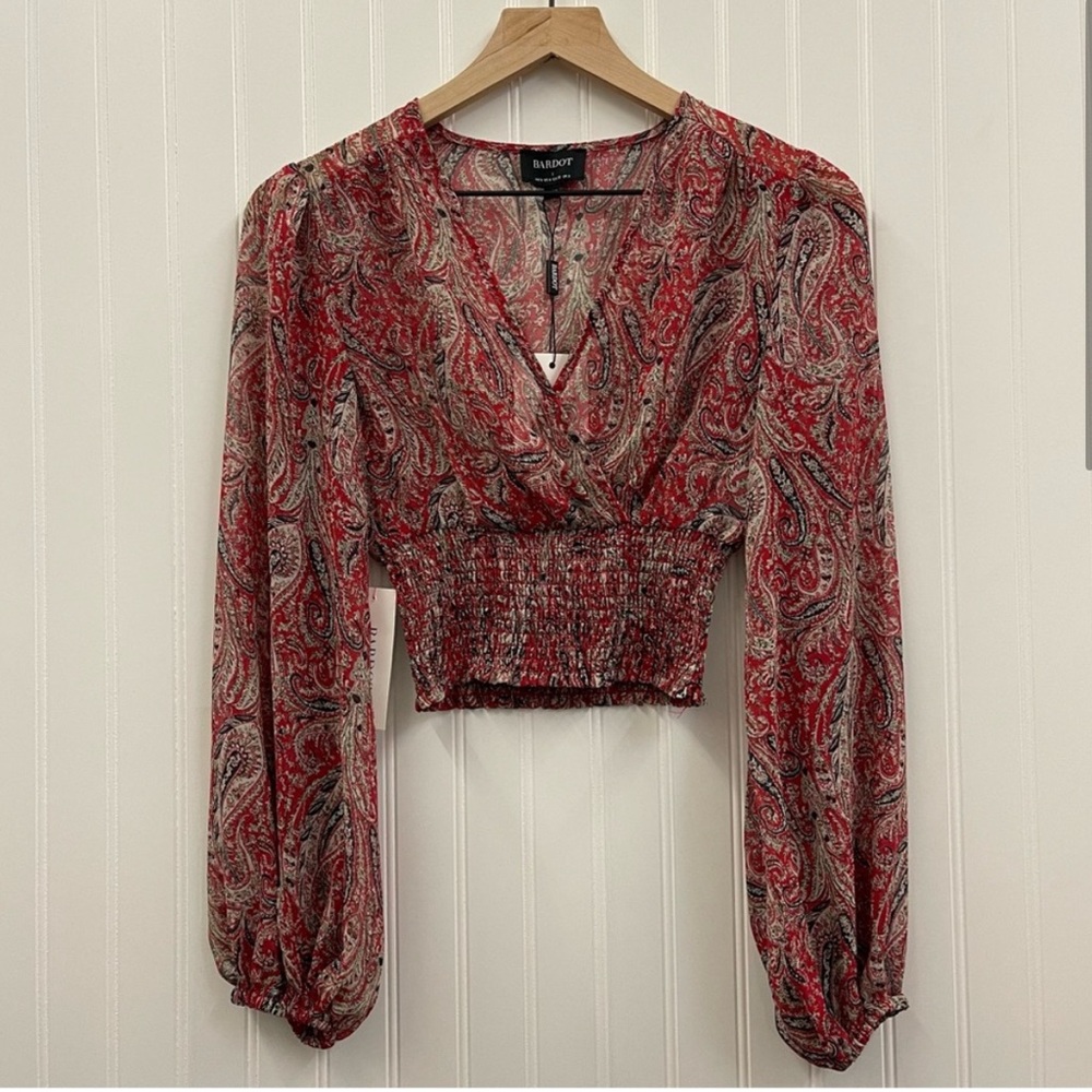 NWT Bardot Paisley Printed Long Sleeve Top Sz 4